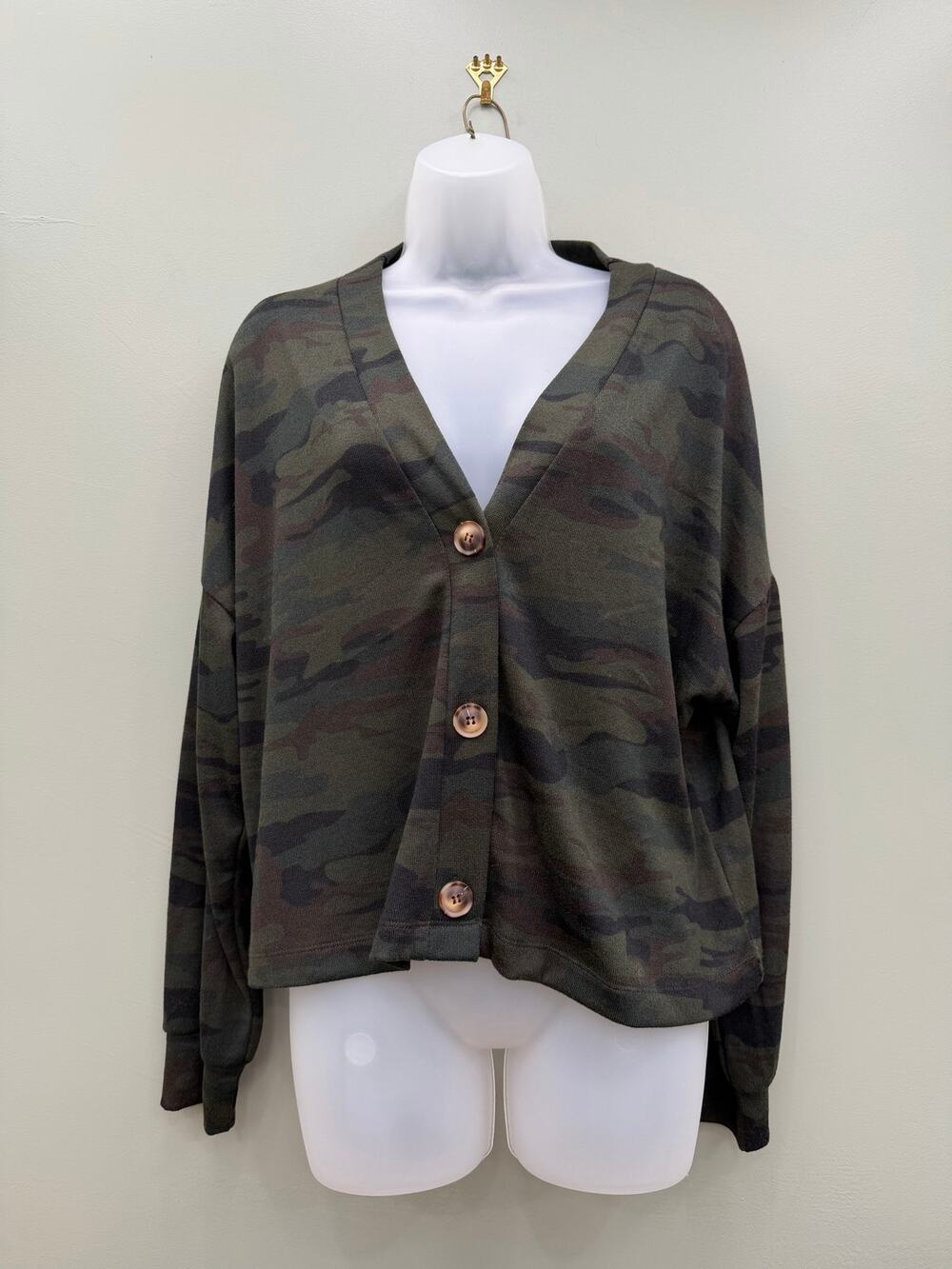 Social Standard by Sanctuary Camo Button Front Cardigan Jacket Large